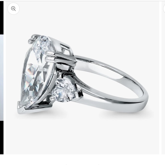 3-Stone Pear CZ Statement Engagement Wedding Ring in Sterling Silver - Picture 7 of 9